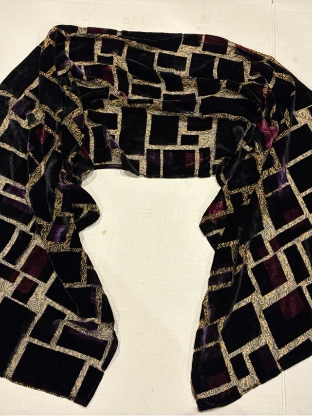 Vintage Burnout Velvet & Silk Art Scarf